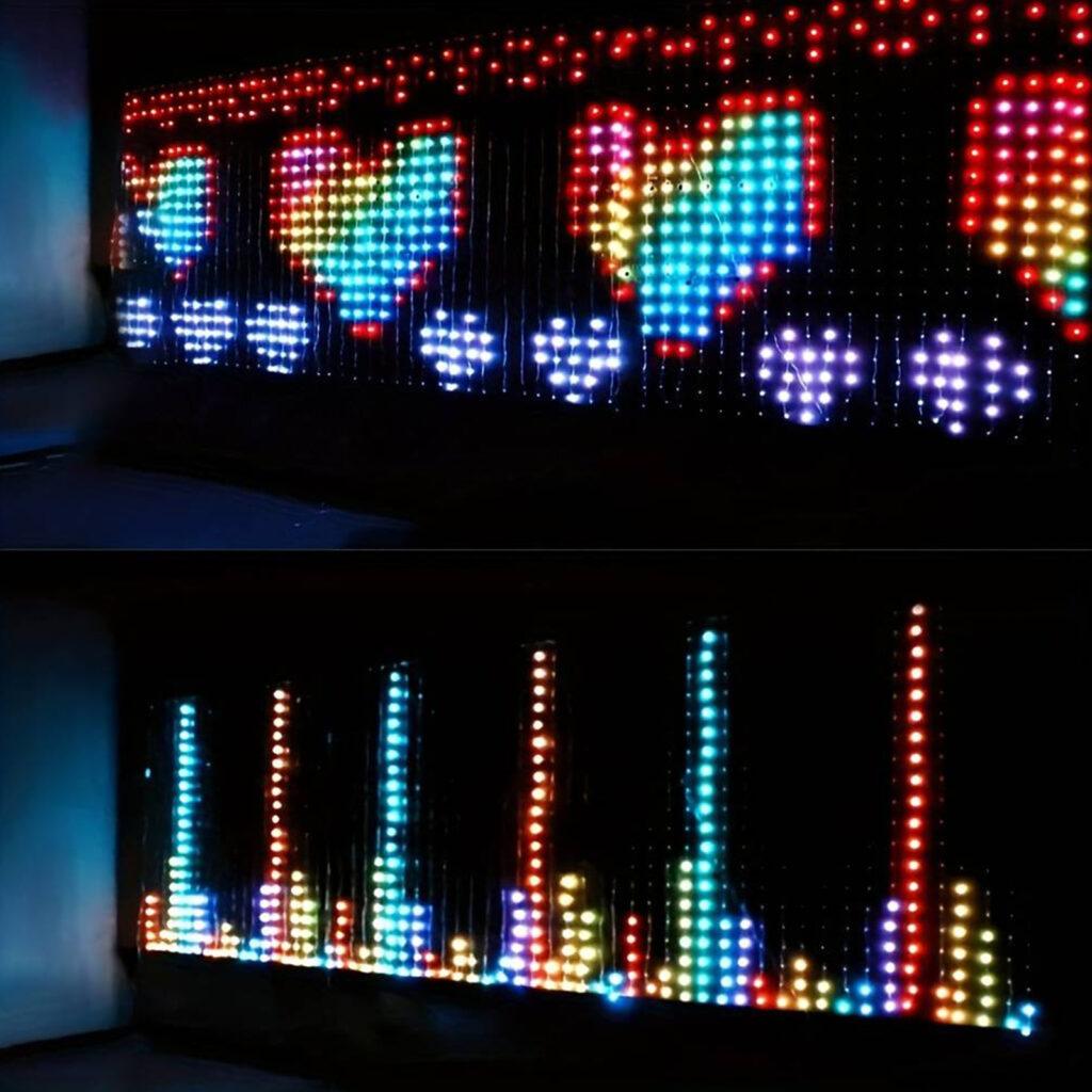 Perdea luminoasa inteligenta bluetooth 50 wi fi 400 led rgbic 16 milioane de culori 2x2m ip44