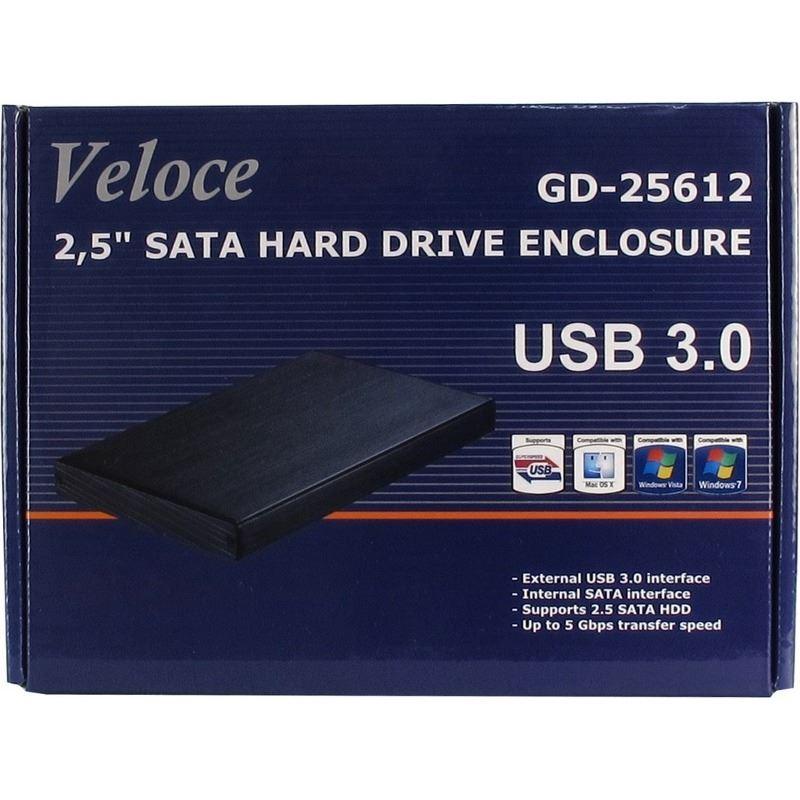 Rack hdd usb30 25 sata inter tech veloce gd 25612 negru aluminiu 78x13x132mm