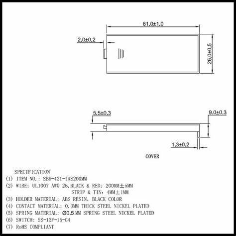 Suport 2x aaa cu cabluri 150mm cu comutator comf sbh 421 1as