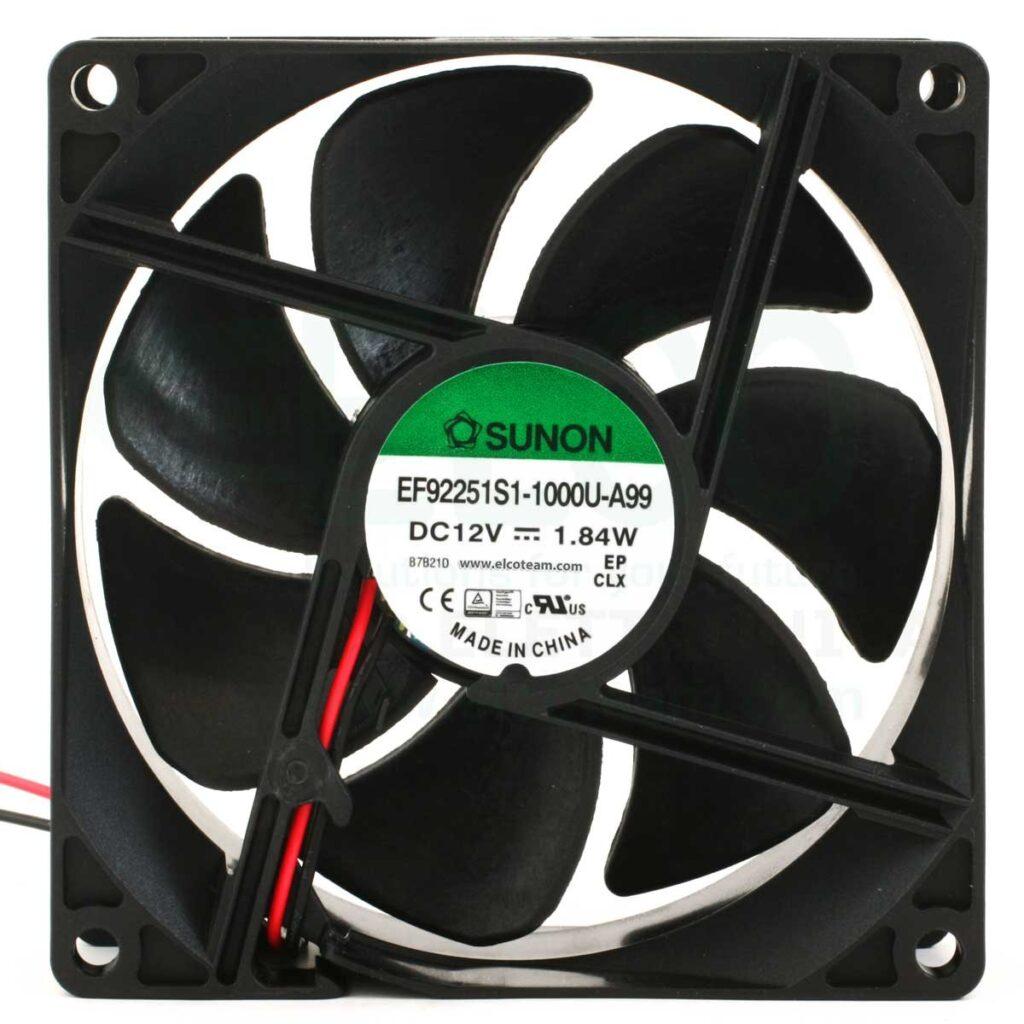 Ventilator dc axial 12vdc 92x92x25 mm 8704m3 h 34dba 24awg ef92251s1 a99 a sunon ef92251s1 1000u a99
