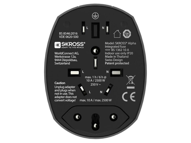 Adaptor Priza Universal Skross Alpha 11041 Australia China Marea Britanie Sua Japonia Elvetia Italia Brazilia