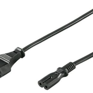 Cablu alimentare 1m Euro tata la 2 pini mama negru H03VVH2-F2G 0.75mm 2.5A 250V