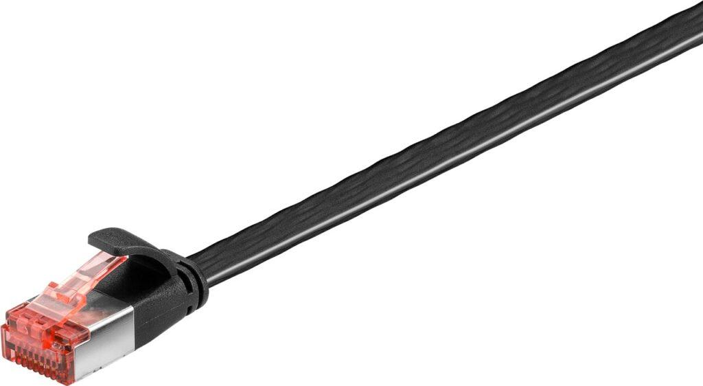 Cablu Plat Cat6 Ftp 250mhz 05m Cupru Negru Rj45 Rj45 Goobay 94230
