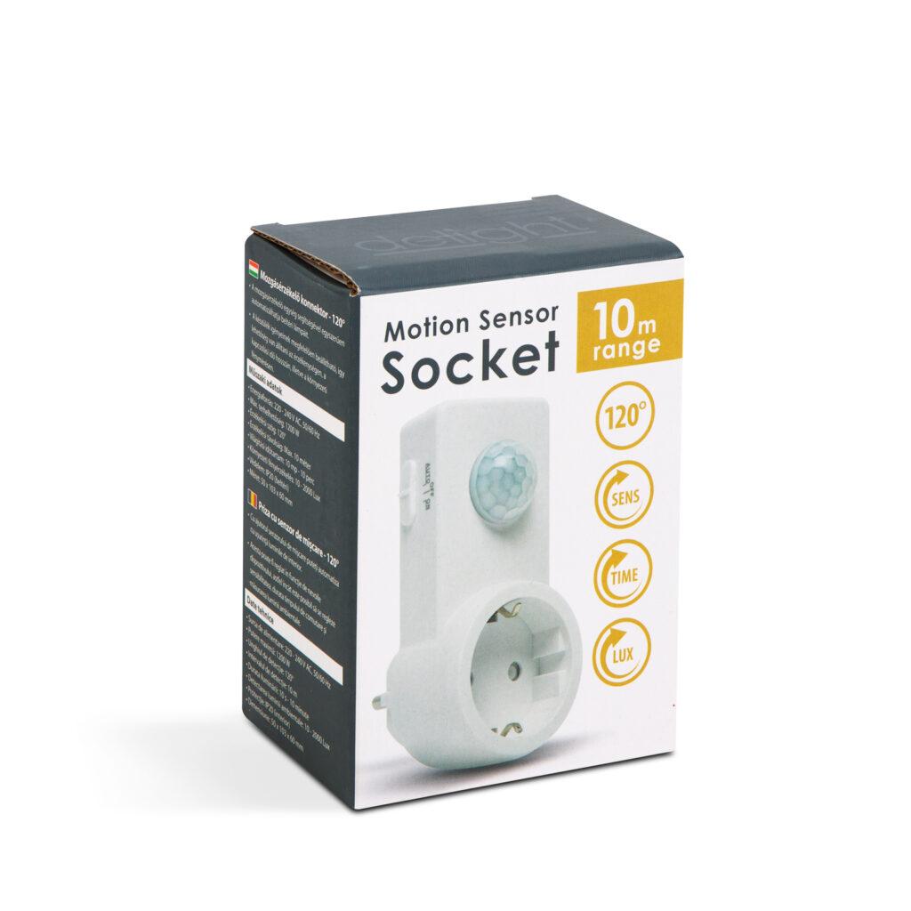 Priza Cu Senzor De Miscare 120 10m 1200w Ip20 Alb Delight 18697