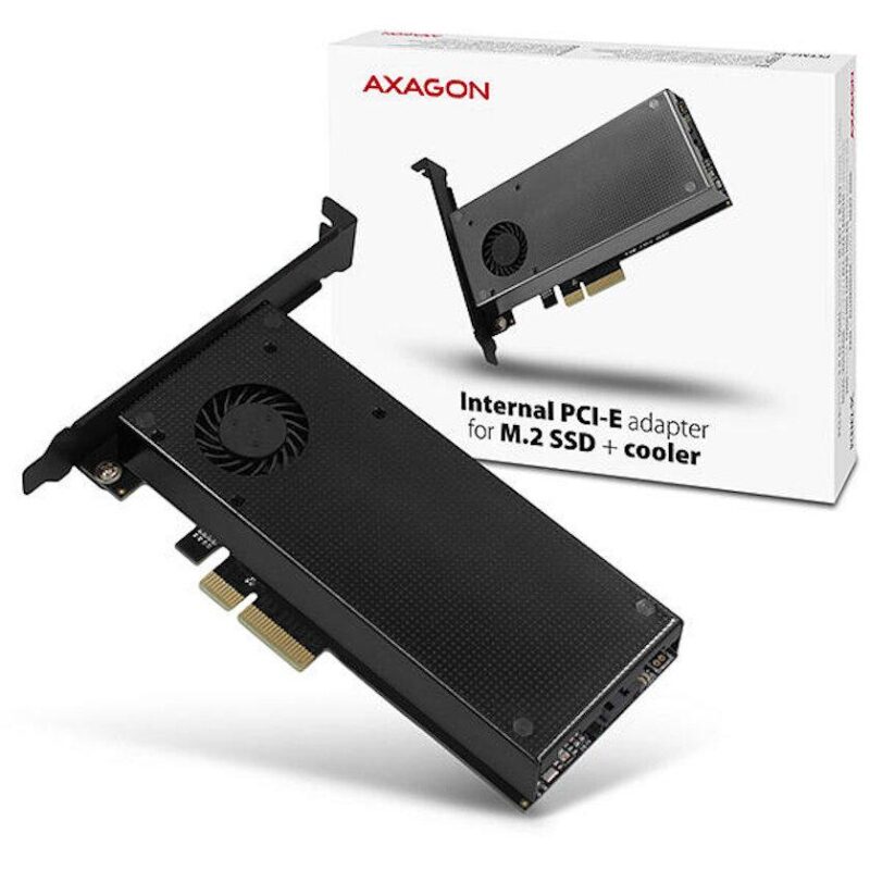 Adaptor Intern Pci E 30 4x Dual M2 Ssd Nvme Sata Voltaj Dual Suport Ssd Max 110mm Cooler Activ Axagon Pcem2 Dc