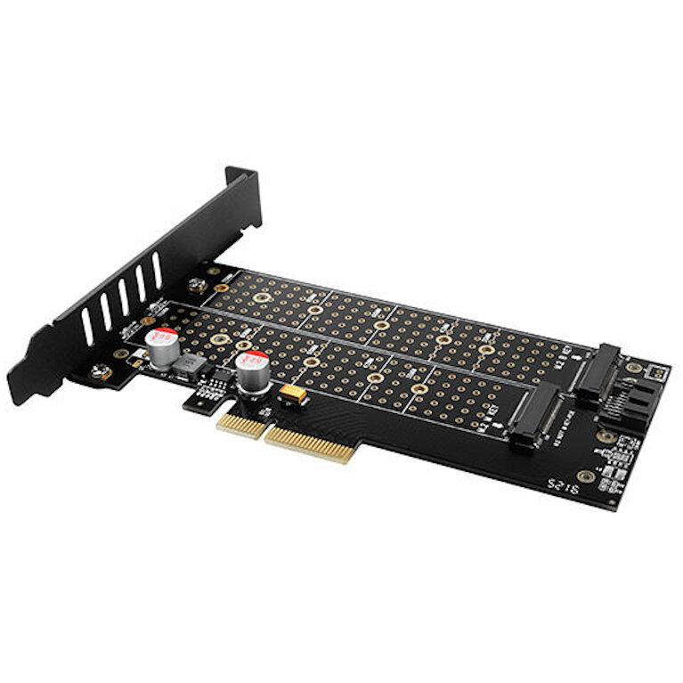 Adaptor Intern Pci E 30 4x Dual M2 Ssd Nvme Sata Voltaj Dual Suport Ssd Max 110mm Cooler Activ Axagon Pcem2 Dc