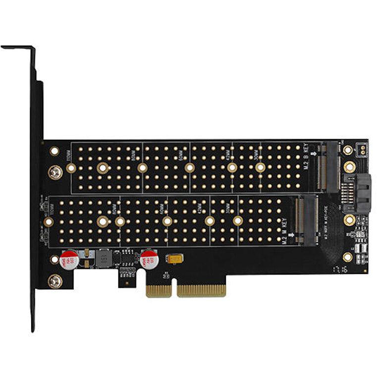 Adaptor Intern Pci E 30 4x Dual M2 Ssd Nvme Sata Voltaj Dual Suport Ssd Max 110mm Cooler Activ Axagon Pcem2 Dc