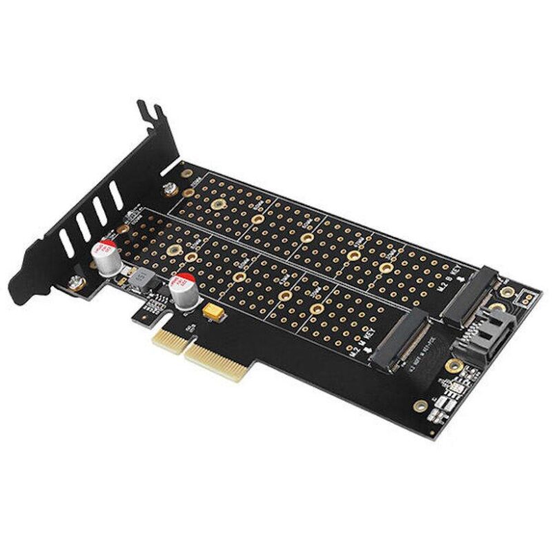 Adaptor Intern Pci E 30 4x Dual M2 Ssd Nvme Sata Voltaj Dual Suport Ssd Max 110mm Cooler Activ Axagon Pcem2 Dc