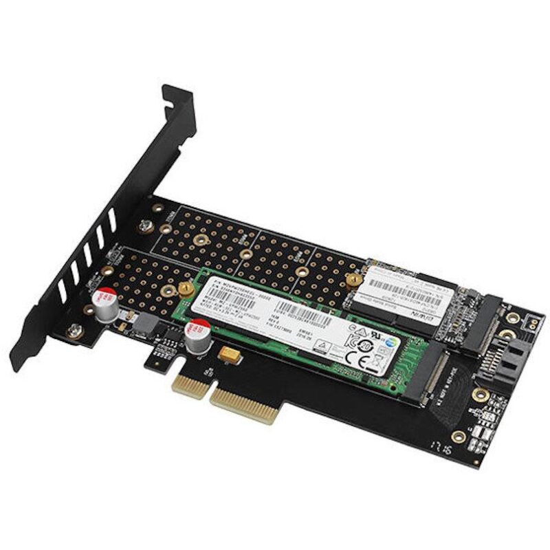 Adaptor Intern Pci E 30 4x Dual M2 Ssd Nvme Sata Voltaj Dual Suport Ssd Max 110mm Cooler Activ Axagon Pcem2 Dc
