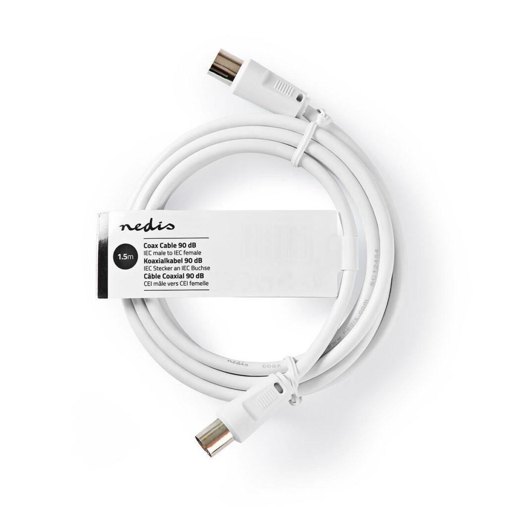 Cablu Coaxial Antena Iec Tata Iec Mama 15m Dublu Ecranat Alb Nedis Csgl40000wt15