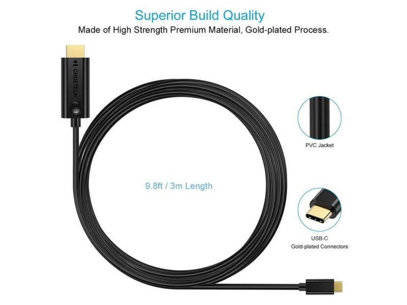 Cablu Usb Type C Hdmi 3m 4k30hz Choetech Xch 0030 Bk