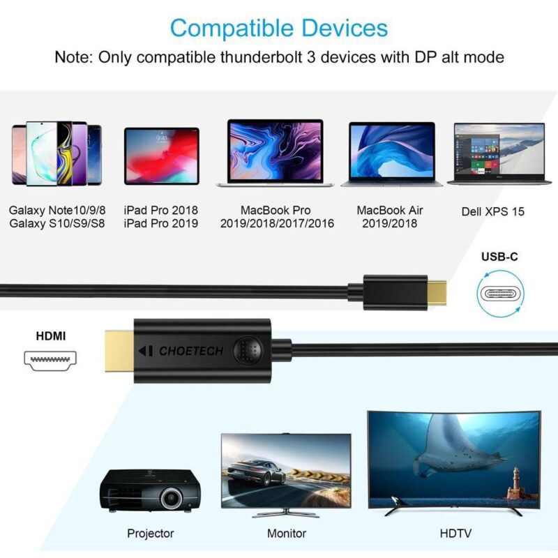 Cablu Usb Type C Hdmi 3m 4k30hz Choetech Xch 0030 Bk