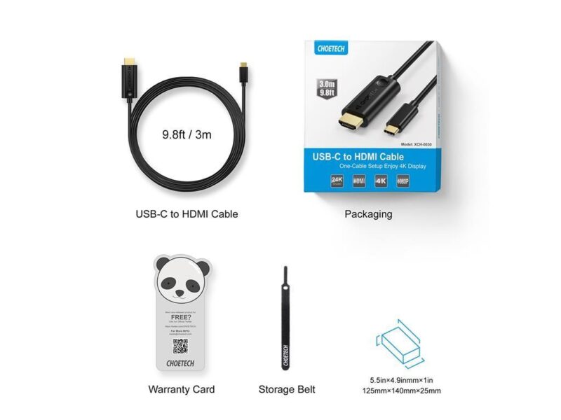 Cablu Usb Type C Hdmi 3m 4k30hz Choetech Xch 0030 Bk