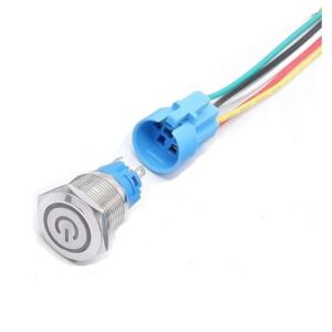 Intrerupator buton SW 3 fara retinere metal 19mm 12-24V LED albastru