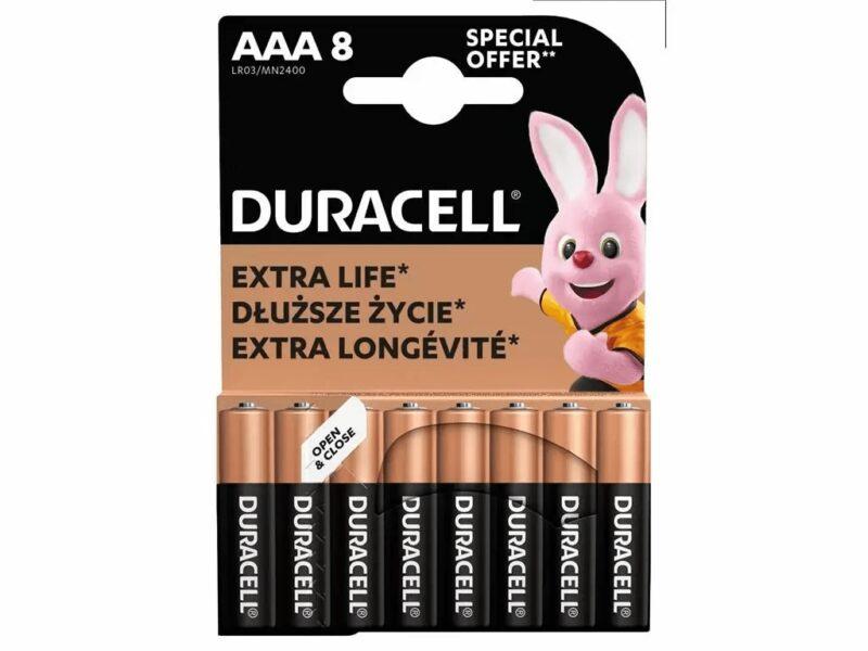 Set 8 Baterie Alcaline Duracell Basic R3 Aaa 8buc Blister