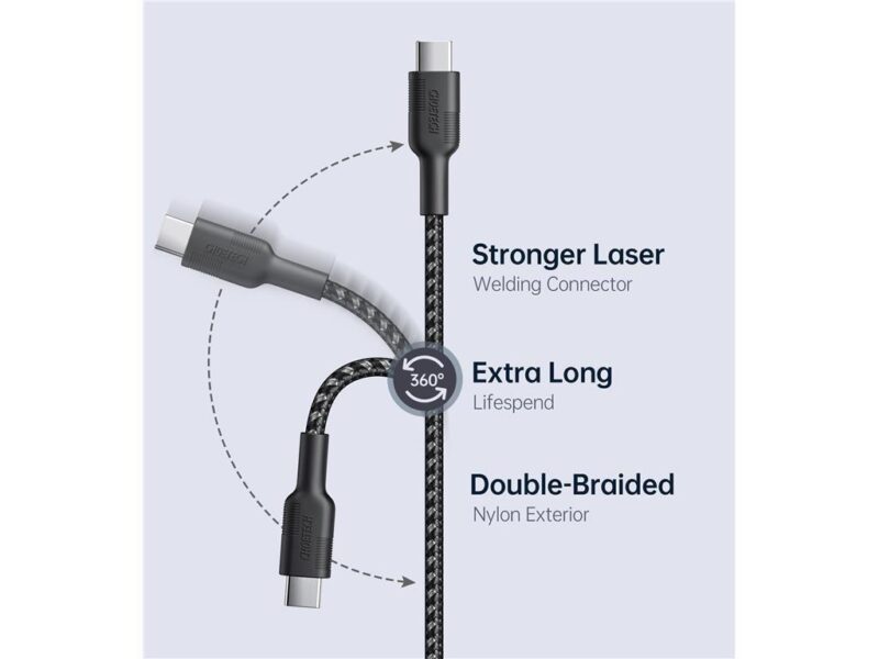 Set Cabluri Usb Type C Usb Type C 100w 3buc 12m 2x 2m Negru Choetech Mix00108 Choetech