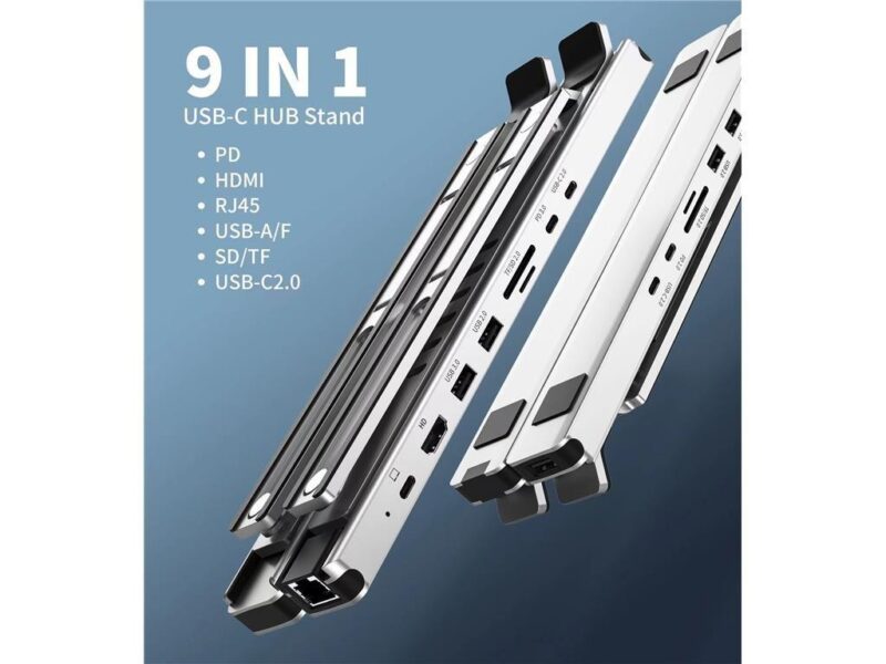 Stand Laptop 9in1 Si Hub Usb Type C Docking Station Reglabil Aluminiu Choetech Hub M43 Sl V1