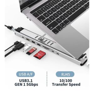 Stand laptop 9in1 si HUB USB type C docking station reglabil aluminiu Choetech HUB-M43-SL-V1