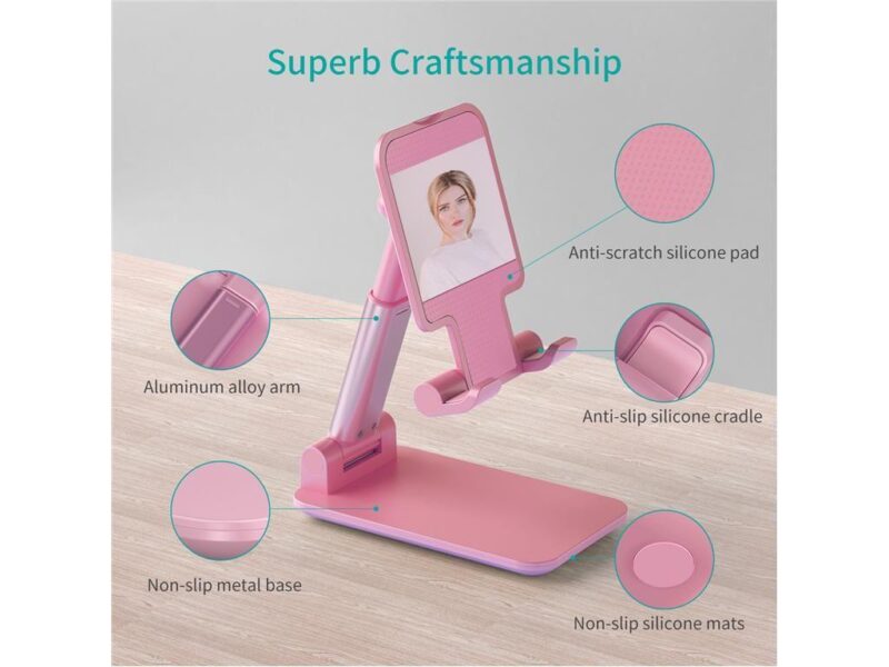 Suport Reglabil De Birou Pentru Telefon Si Tableta Choetech H88 Pk Hw Roz