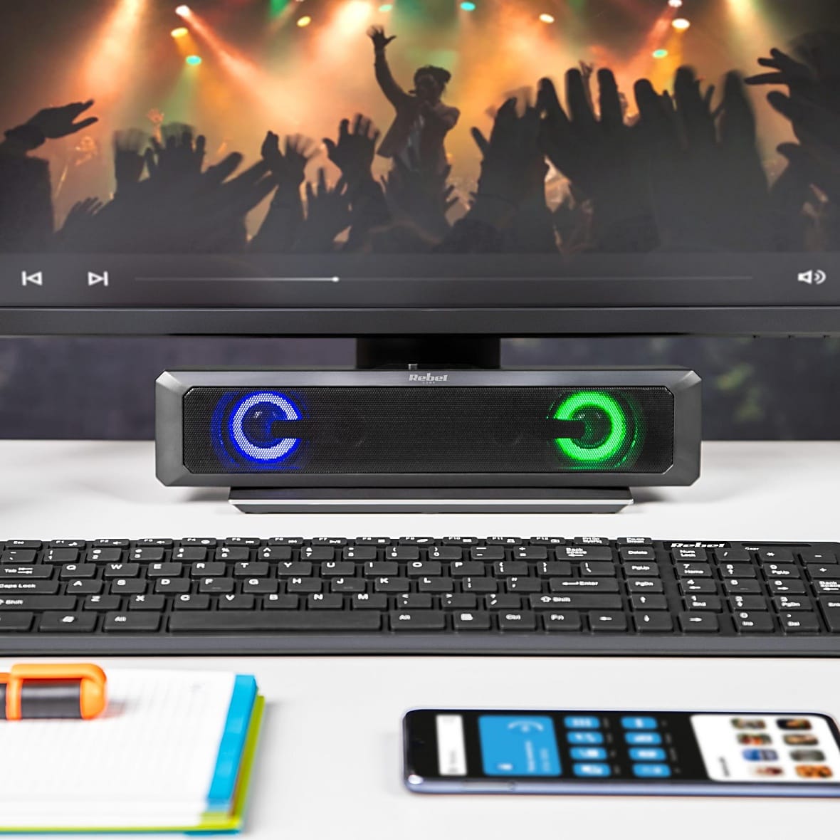 Boxa Soundbar Pc Rebel 2x3w Kom1165