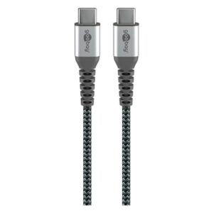 Cablu Usb Type C – Usb Type C 2m Max. 20v 3a 60w Gri:argintiu Textil Goobay 49303