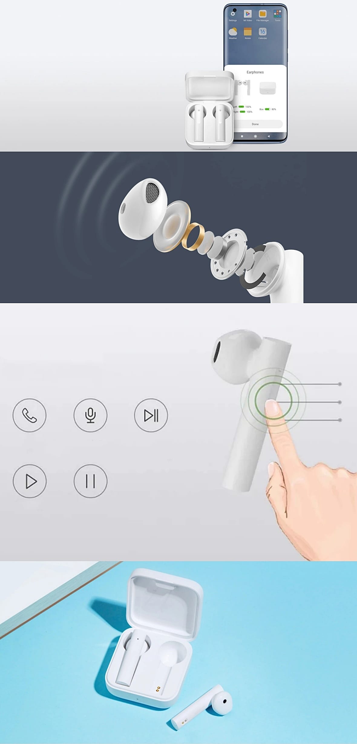 Casti Bluetooth Wireless Touch Control Xiaomi Mi True Wireless Earphones 2 Basic (airdots 2 Se) White
