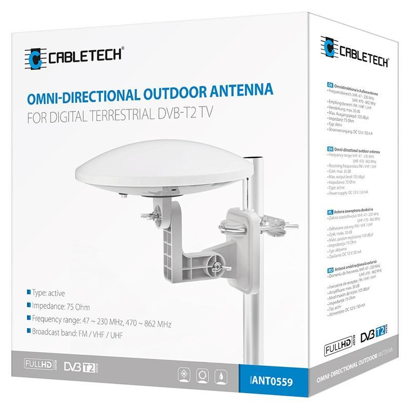Antena Dvb T Isdb T Dmb T H Atsc Vhf Uhf Fm Omnidirectionala Externa Cabletech Ant0559