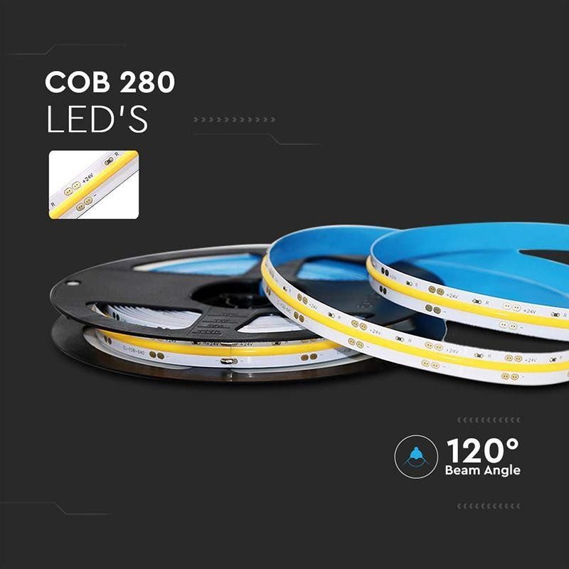 Banda Led Cob 24v 10w M 4000k Ip20 5m V Tac Sku 212653