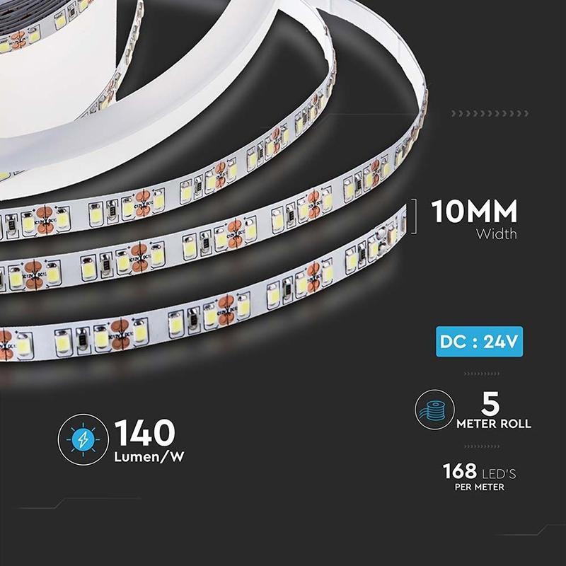 Banda Led Sm2835 24v 12w M 168led M 1680lm M 4000k Ip20 5m V Tac Sku 212597