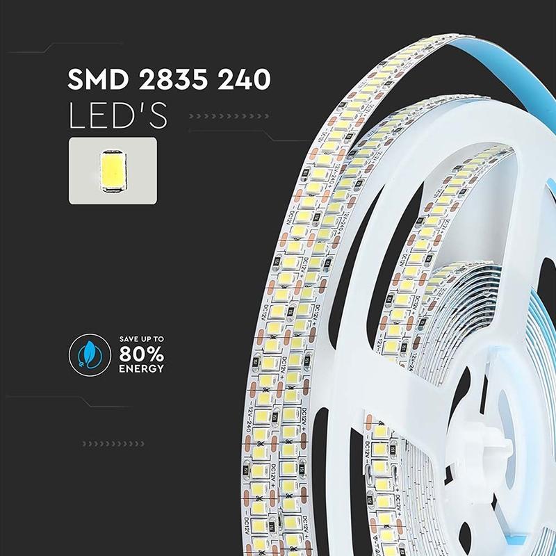 Banda Led Smd2835 12v 20w M 240led M 2000lm M 3000k Ip20 5m V Tac Sku 212164