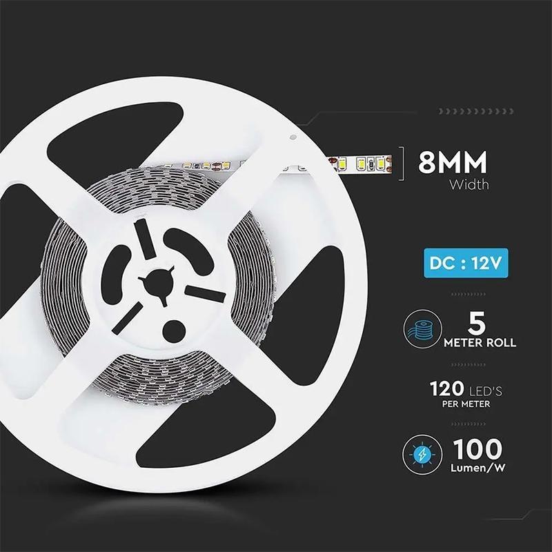 Banda Led Smd3528 12v 8w M120led M 800lm M 4000k Ip20 5m V Tac Sku 212042