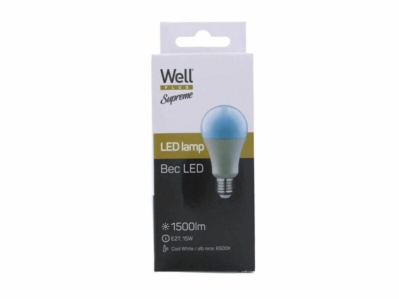 Bec Led A60 E27 15w 1450lm 230v Lumina Rece 6500k Supreme Well Ledlc A6015e27 15 Wl