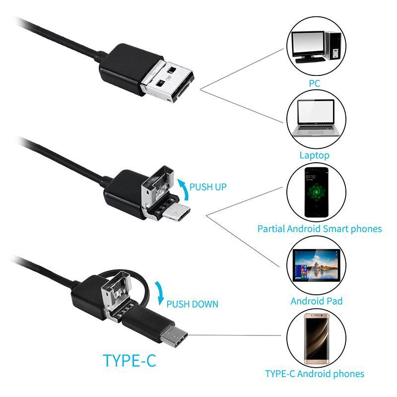 Camera Inspectie Endoscop 1280x720p Ip67 Usb Micro Usb Usb Type C Android Windows Rebel Rb 1141