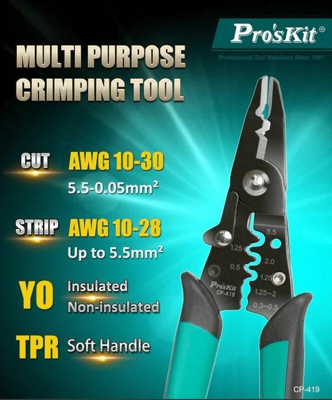 Cleste sertizat / dezizolat multifunctional 3in1 Pro`sKit CP-419 3 Cleste Sertizat Dezizolat Multifunctional 3in1 Proskit Cp 419