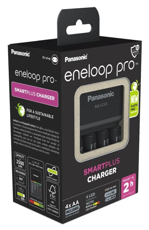 Incarcator Eneloop Pro Panasonic Smartplus Quick Nimh Inclus 4x Aa R6 Pro 2500mah K Kj55hcd40e