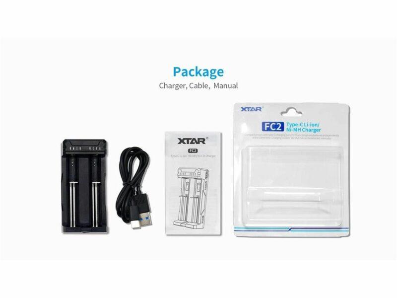 Incarcator Universal Xtar Fc2 Type C Kt Ni Mh Li Ion Ultra Compact 18650 18700 20700 21700 22650 25500 26650 Si Aaaa Aaa Aa Sc C