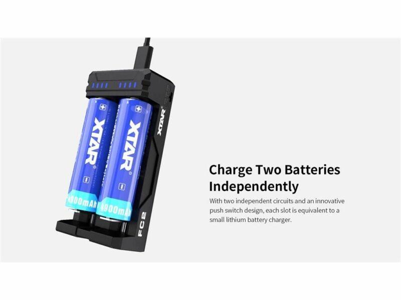 Incarcator Universal Xtar Fc2 Type C Kt Ni Mh Li Ion Ultra Compact 18650 18700 20700 21700 22650 25500 26650 Si Aaaa Aaa Aa Sc C