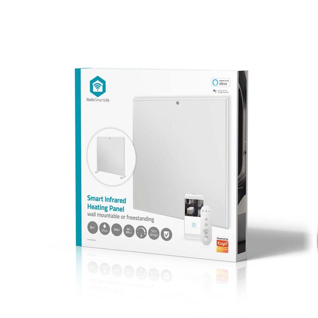 Panou Radiant Cu Infrarosu Nedis Wifi 350w Termostat Telecomanda Ip44 Alb 598x620x240mm Htip350wtw