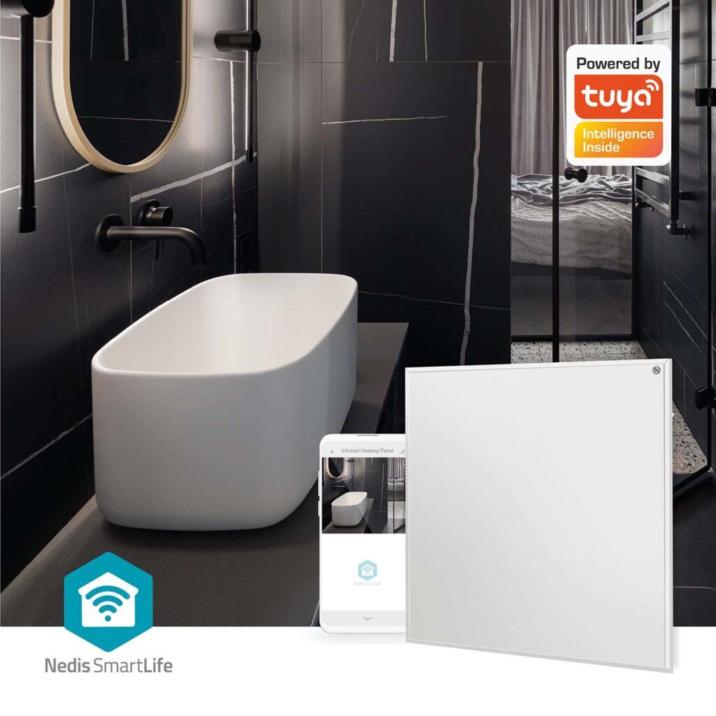 Panou Radiant Cu Infrarosu Nedis Wifi 350w Termostat Telecomanda Ip44 Alb 598x620x240mm Htip350wtw