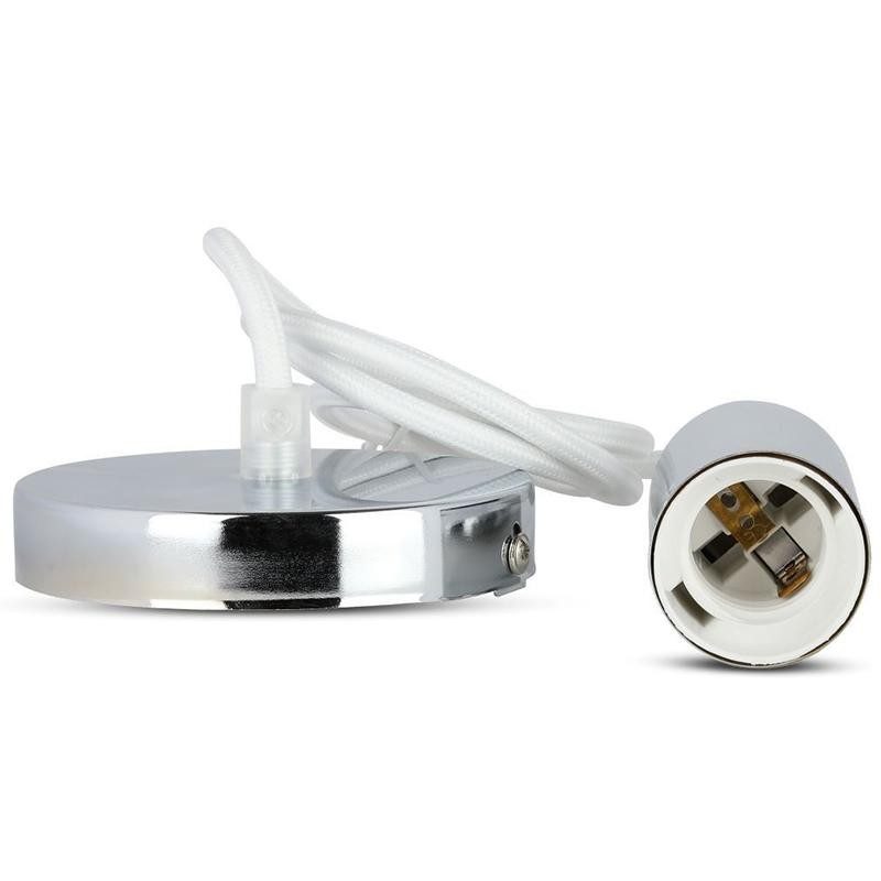 Pendul Tavan Soclu E27 Crom Alb Sku 3755 V Tac