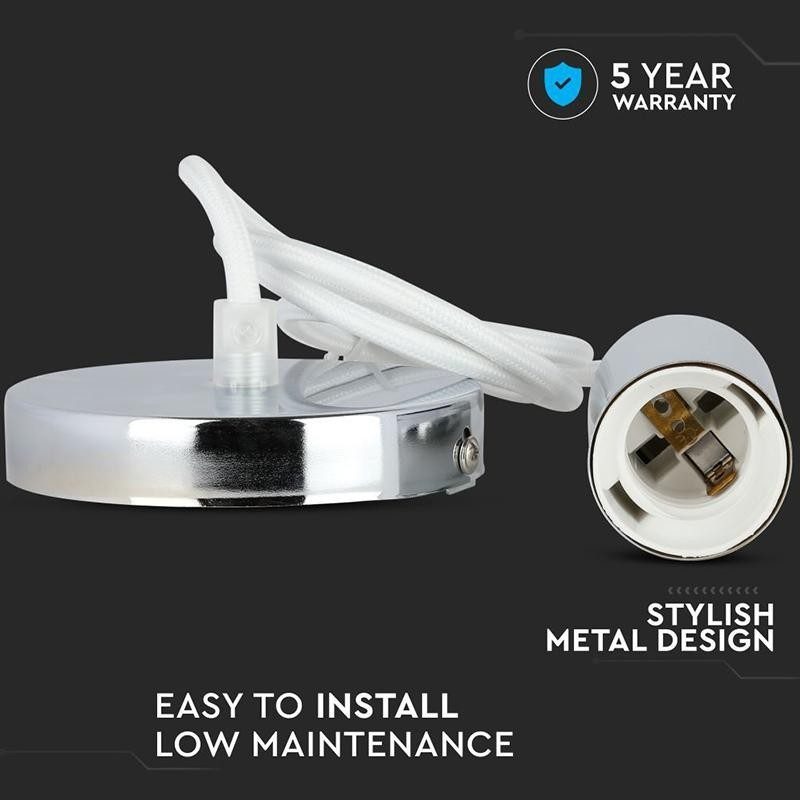 Pendul Tavan Soclu E27 Crom Alb Sku 3755 V Tac