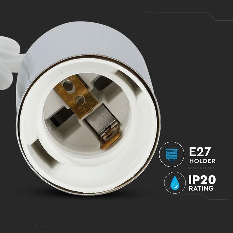 Pendul Tavan Soclu E27 Crom Alb Sku 3755 V Tac