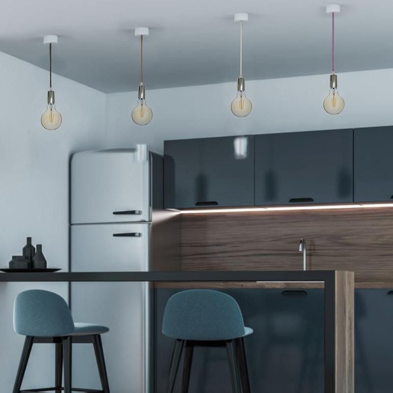 Pendul Tavan Soclu E27 Crom Alb Sku 3755 V Tac