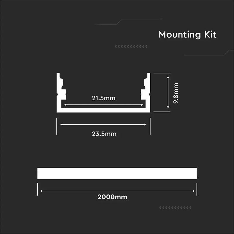 Profil Aluminiu Pentru Banda Led 2m 235mm X 10mm Alb Sku 3367 V Tac