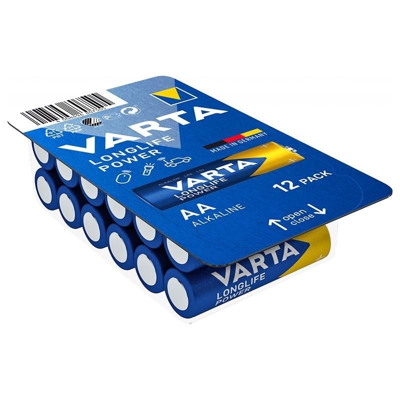Set 12 Baterii Alcaline Varta Longlife Power Aa Lr06 Longlife Power Blister