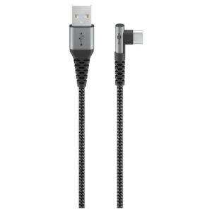 Cablu Elegant Extra Robust Textil Usb2.0 Type C 90 Grade – Usb A 0.5m 60w Mufe Metalice Goobay 64655