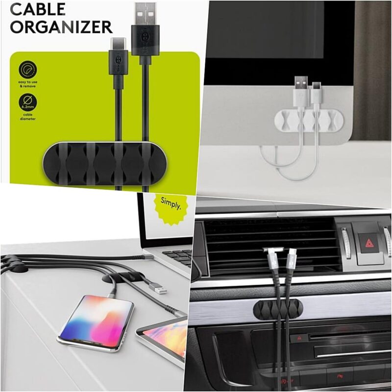 Organizator cabluri 4 sloturi negru set 2buc Goobay 70406 10 Organizator Cabluri Birou