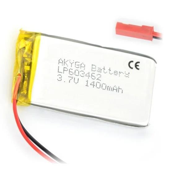 Acumulator Lithium Poliymer 06031 1400mah 1s 37v Fir Cu Conector Jst Bec 62x34x6mm Akyga Battery