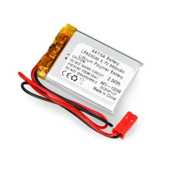 Acumulator Lithium Poliymer 12206 550mah 1s 37v Conector Jst Bec 40x30x5mm Akyga Battery