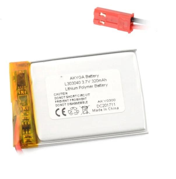 Acumulator Lithium Poliymer 12207 320mah 1s 37v Conector Jst Bec 40x30x3mm Akyga Battery